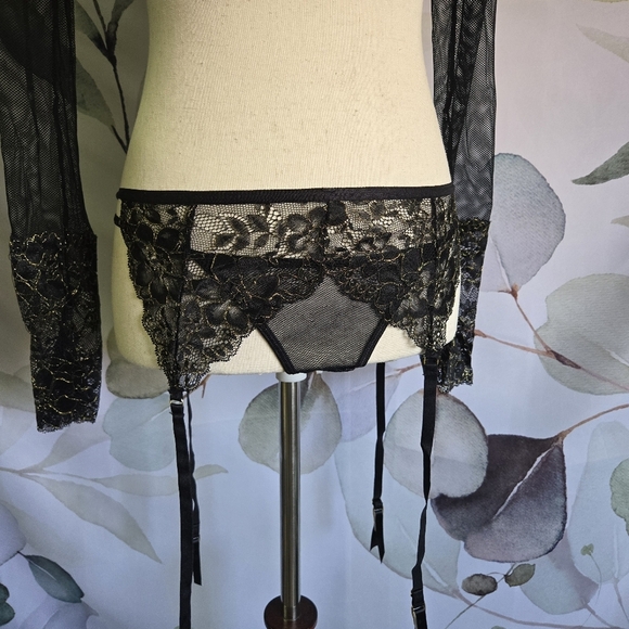 DREAMGIRL | Delicate & Demure Bralette Set in Black sz L - Picture 7 of 13